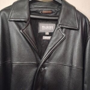 Wilsons Leather Black Trench Coat for Men 2xl In New Condition Lambskin